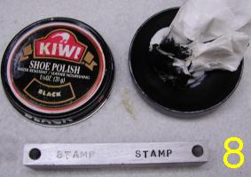 Shoe polish fills the impression