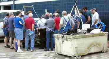 Parking lot demo of steam engines